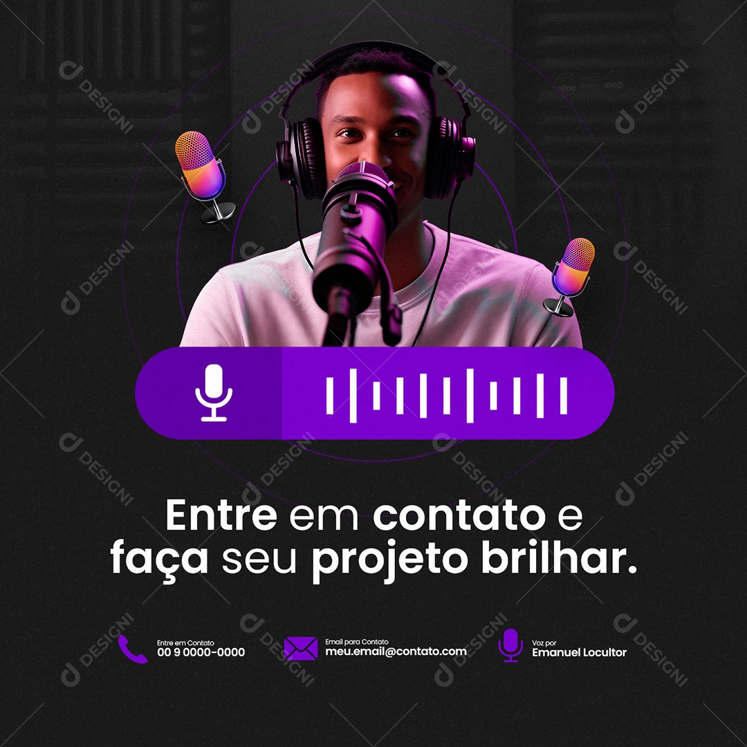 Entre Em Contato E Faça Seu Projeto Brilhar Locutor Social Media PSD Editável