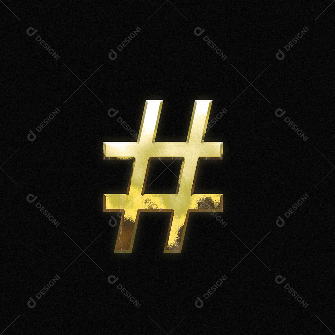 Efeito De Texto Hashtag Símbolo Fonte De Ouro PSD Editável