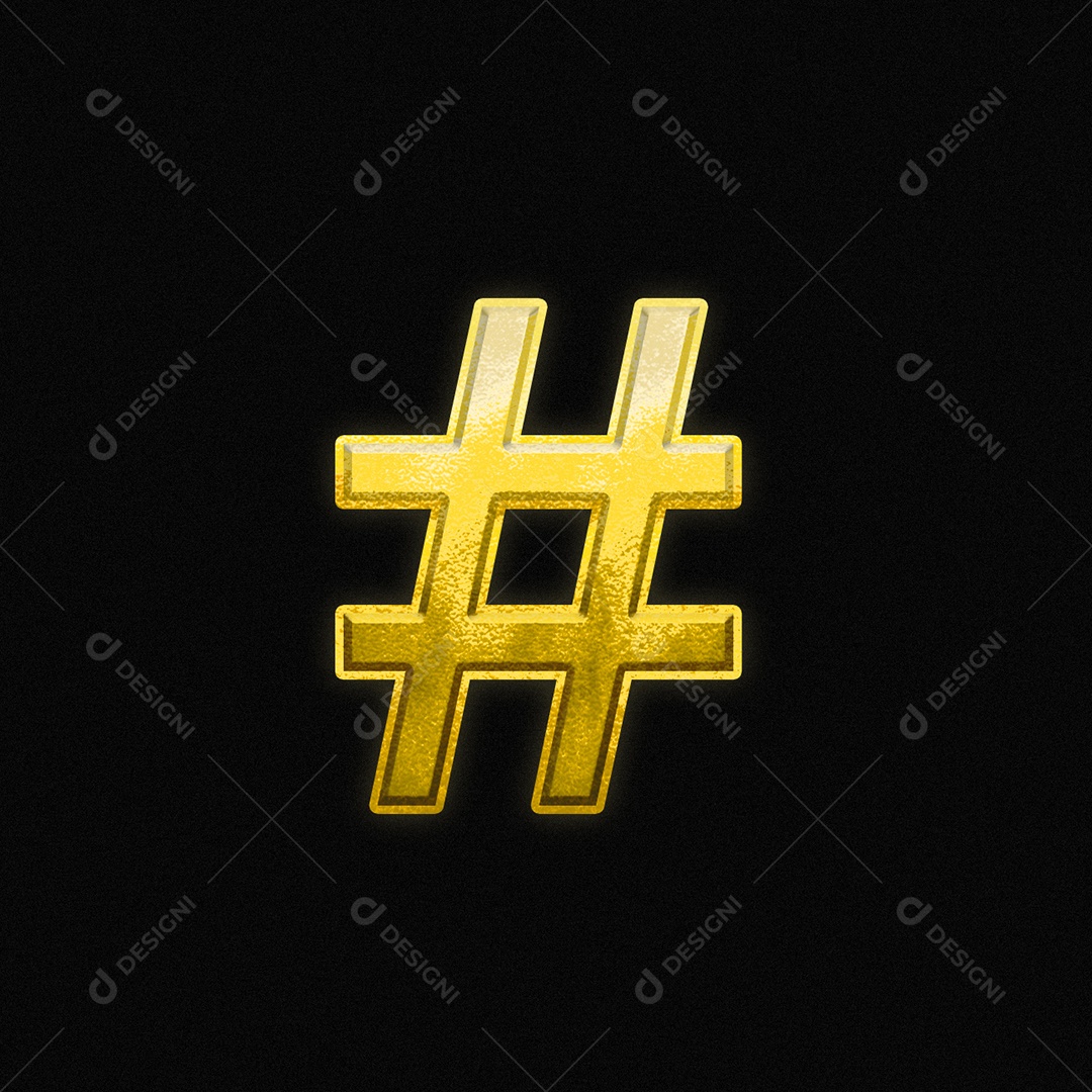 Efeito De Texto Hashtag Símbolo Fonte De Ouro PSD Editável