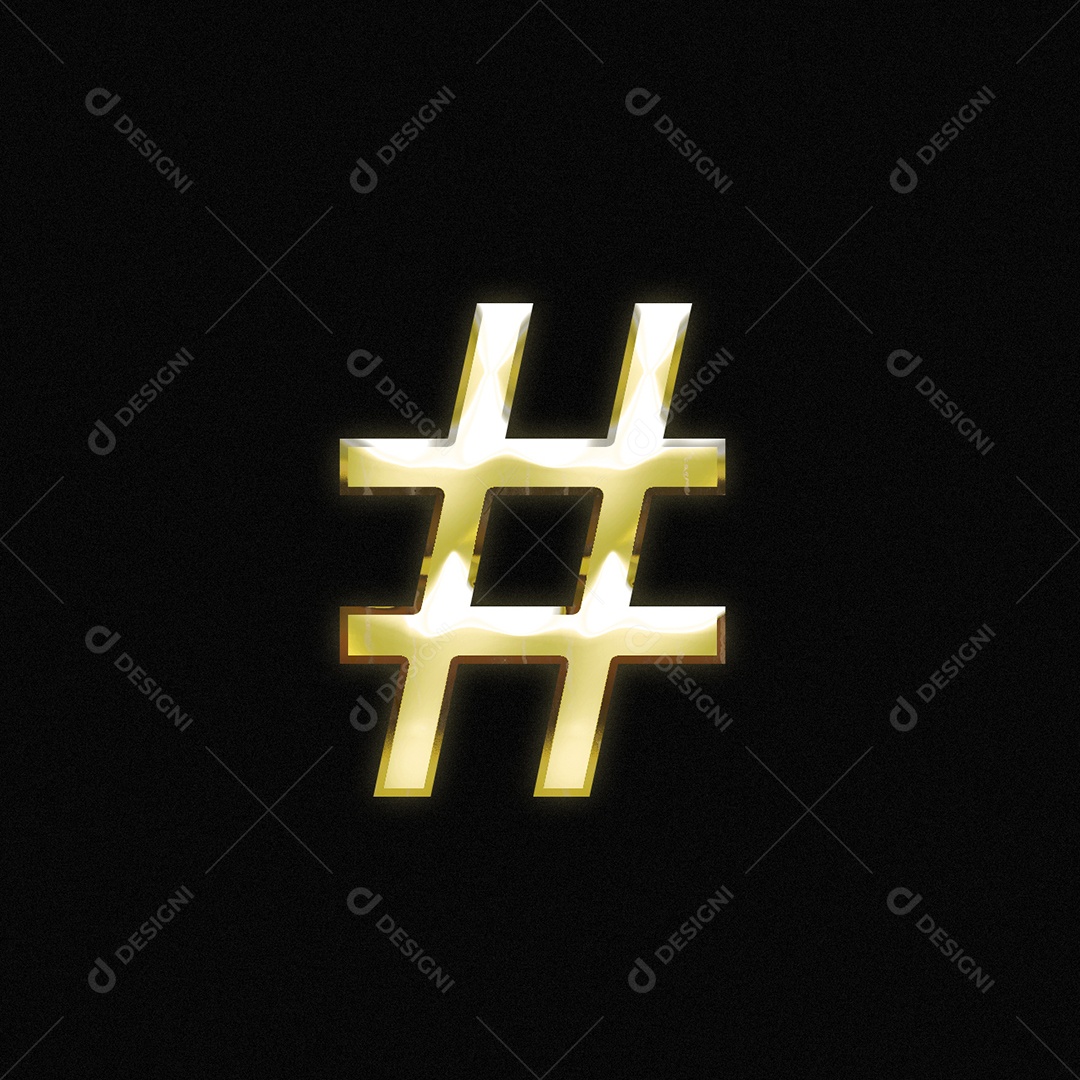 Efeito De Texto Símbolo Hashtag Fonte De Ouro PSD Editável