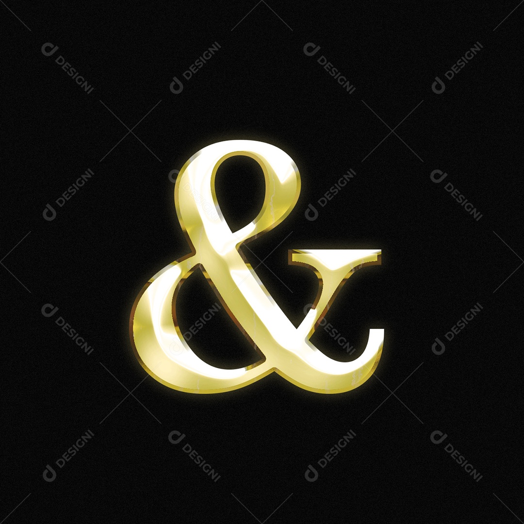 Ampersand Sign Symbol Text Effect Editable PSD Gold Font