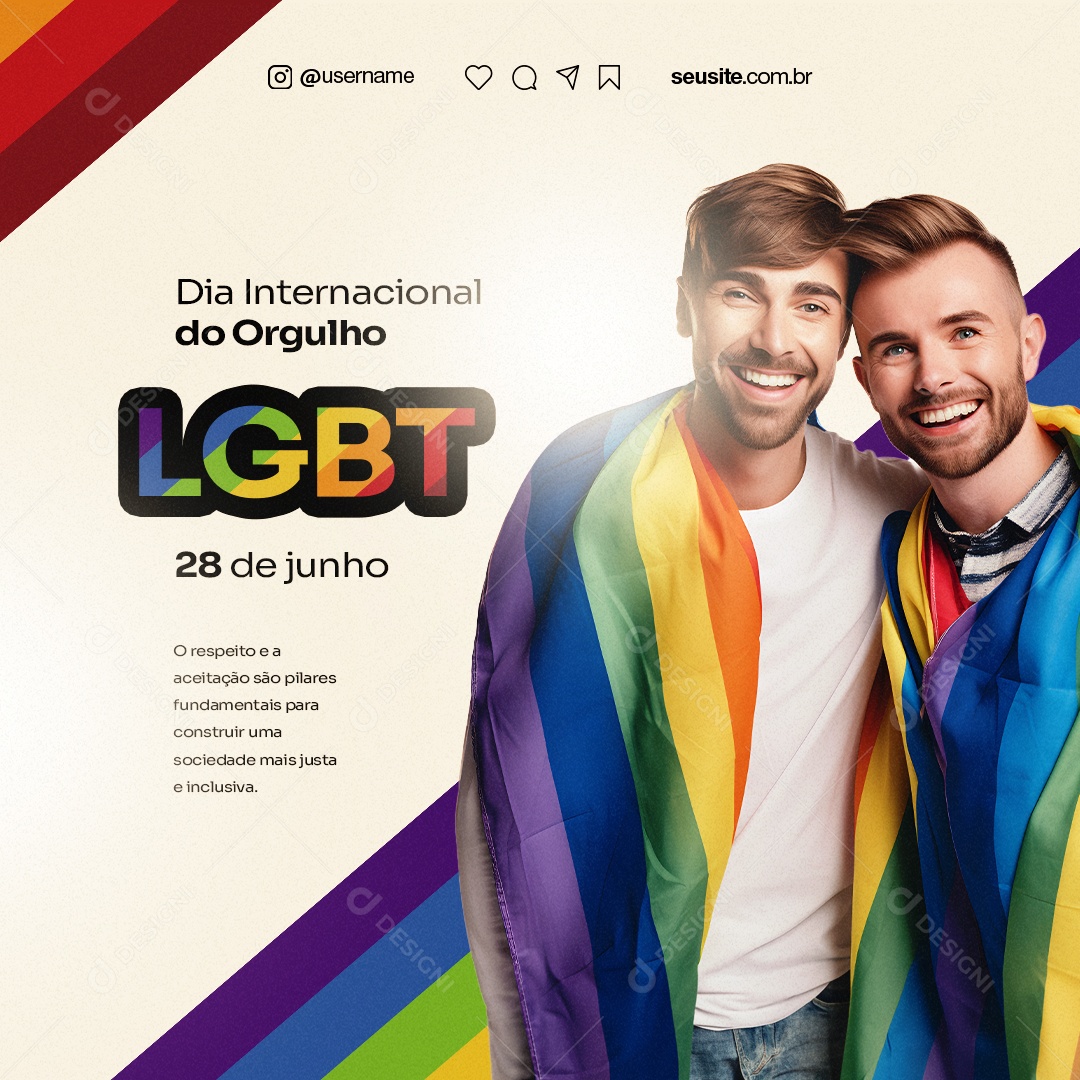 O Respeito e a Aceitação São Pilares Dia Internacional Do Orgulho LGBT Social Media PSD Editável