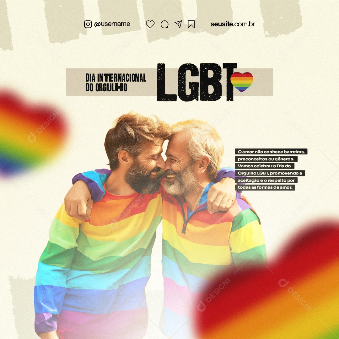 O Amor Não Conhece Barreiras Dia Internacional Do Orgulho LGBT Social Media PSD Editável