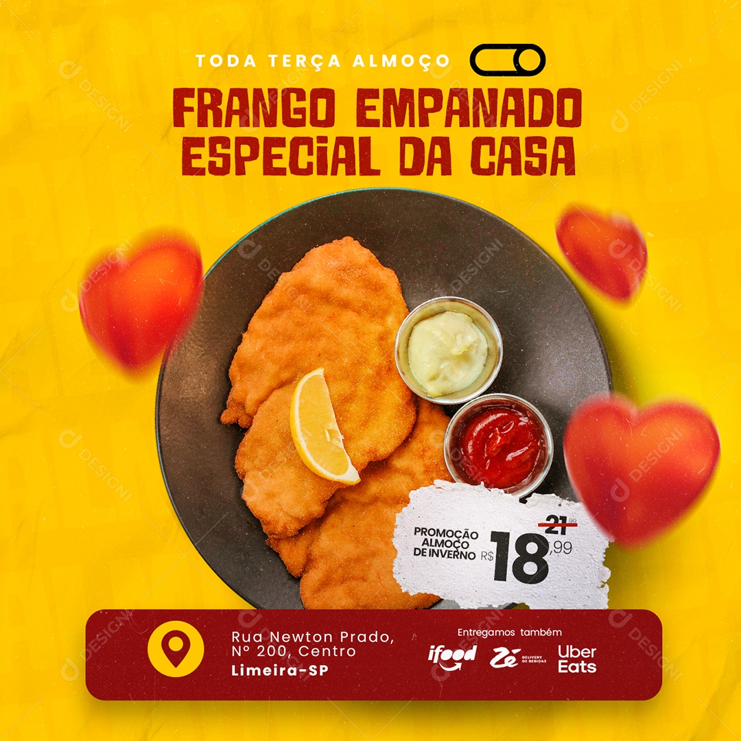 Toda Terça Almoço Frango Empanado Especial Da Casa Promoção Restaurante Social Media PSD Editável