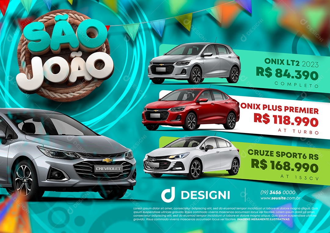 Editable São João Carros Social Media PSD Concessionária Ad