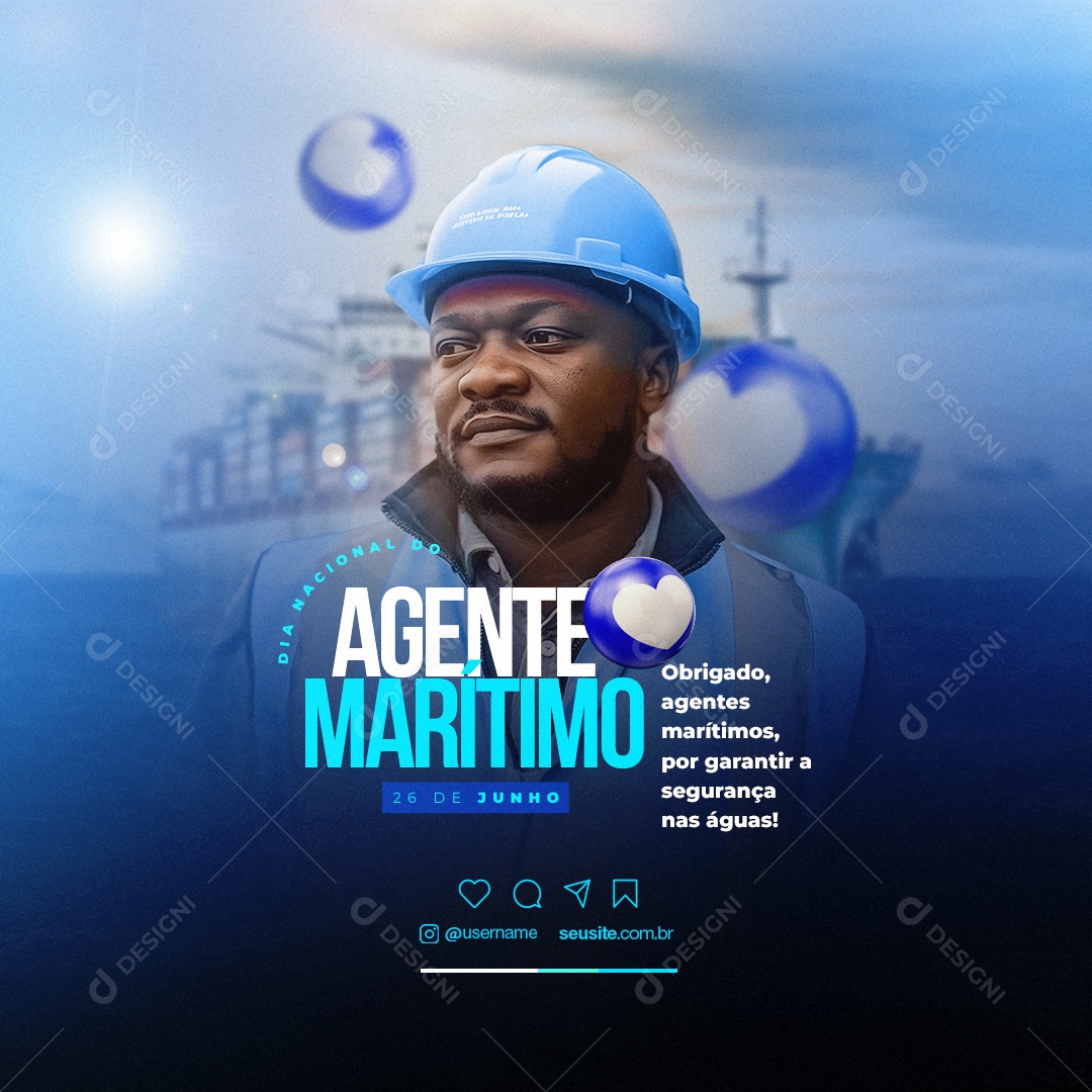 Obrigado Agentes Marítimos Dia Nacional Do Agente Marítimo Social Media PSD Editável