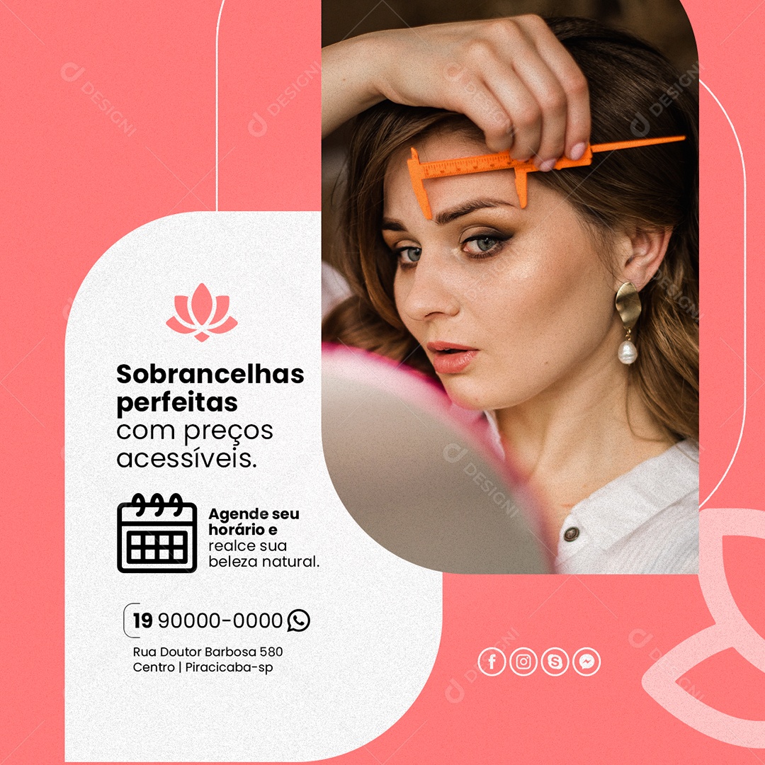 Sobrancelhas Perfeitas Com Preços Acessíveis Designer De Sobrancelha Social Media PSD Editável