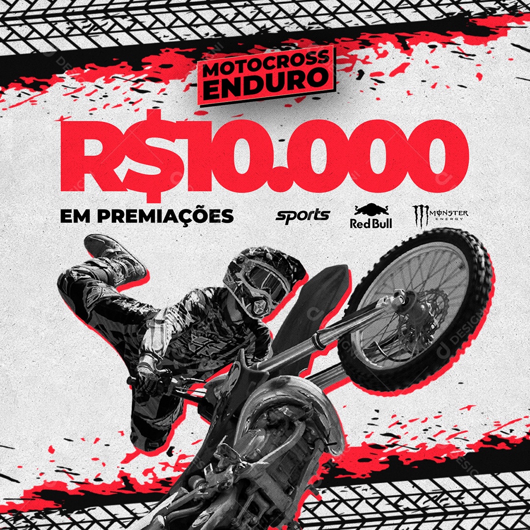 Motocross Enduro 10,000 Em Premiações Social Media PSD Editável