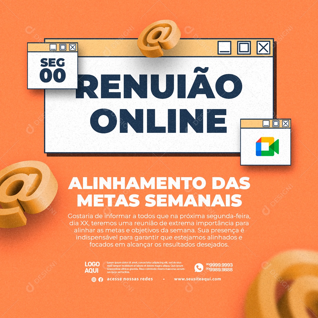 Alinhamentos Das Metas Semanais Reunião Online Social Media PSD Editável