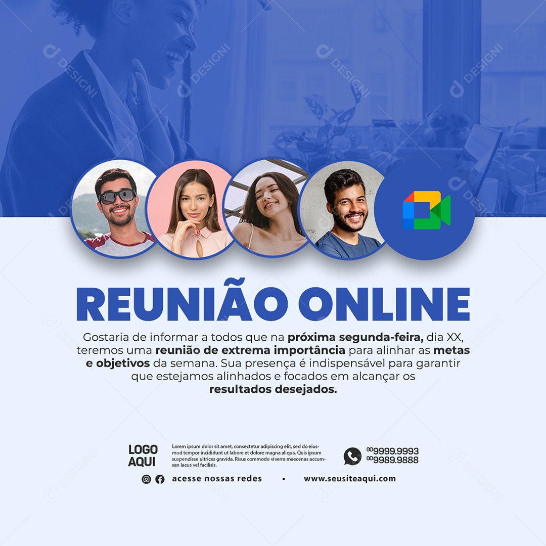 Reunião Online Na Próxima Segunda-Feira Social Media PSD Editável