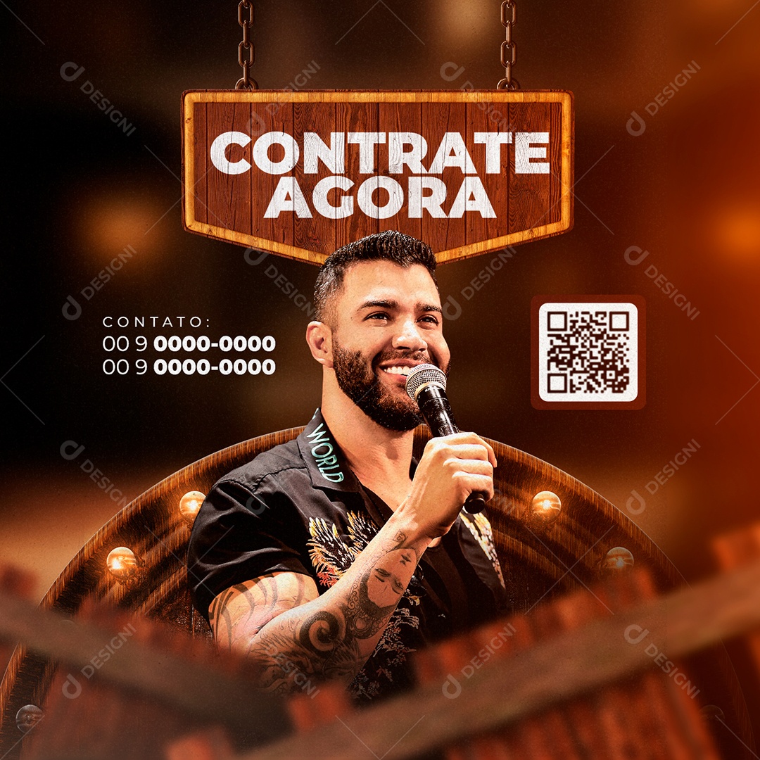 Contrate Agora Flyer Gusttavo Lima Social Media PSD Editável