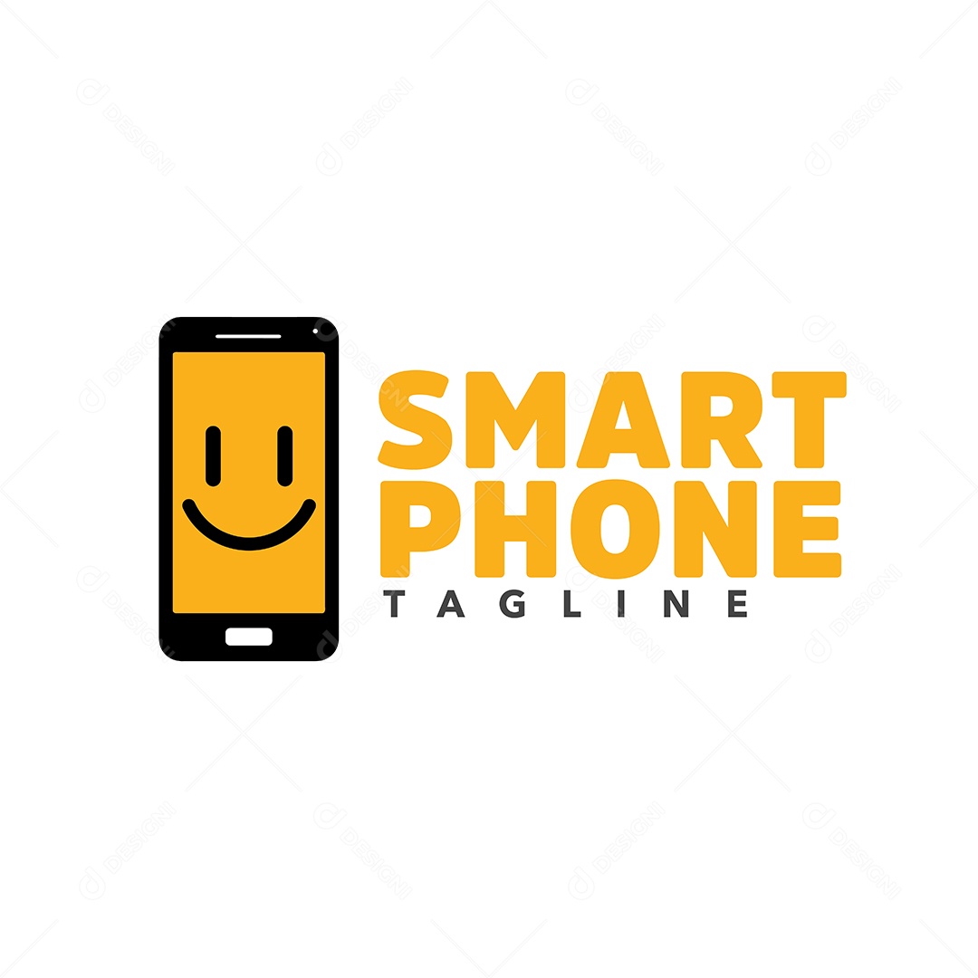 Logo De Celular Smartphone Tagline Laranjado AI + EPS