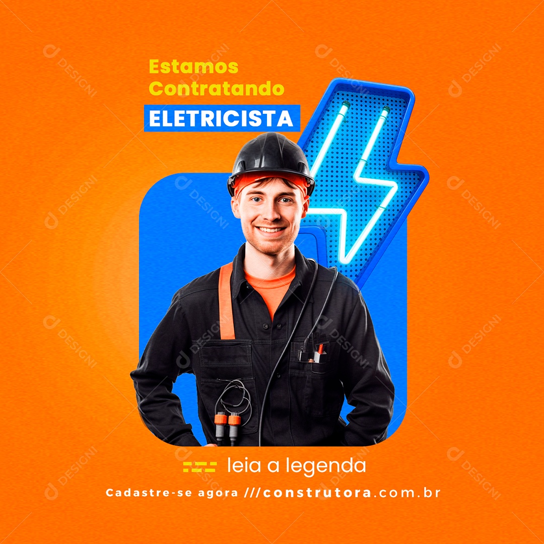 Estamos Contratando Eletricista Vagas De Empregos Social Media PSD Editável