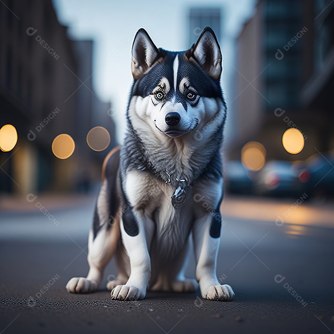 Um grande cão pastor inglês está parado na frente de um fundo branco.