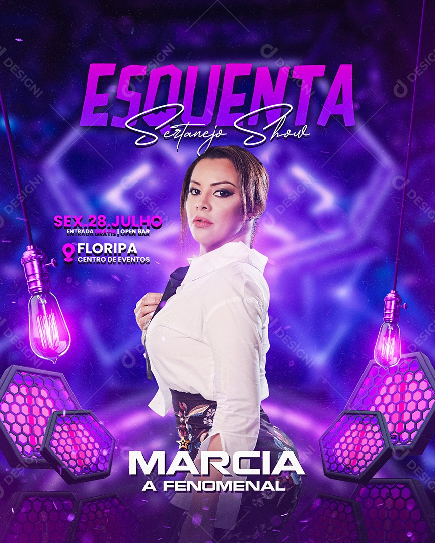 Flyer Esquenta Sertanejo Marcia a Fenomenal Social Media PSD Editável