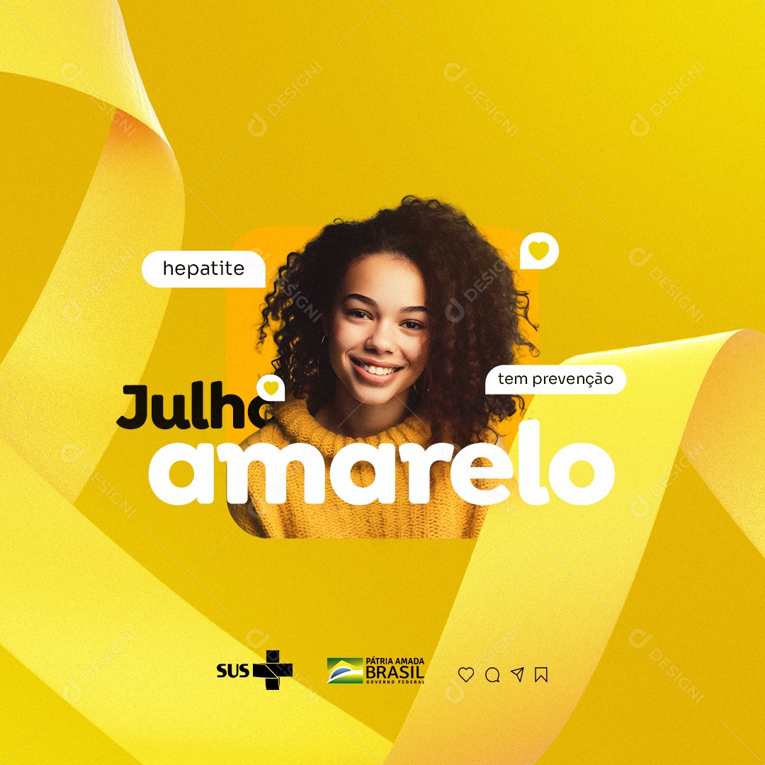 Julho Amarelo Hepatites Tem Prevenção Social Media PSD Editável