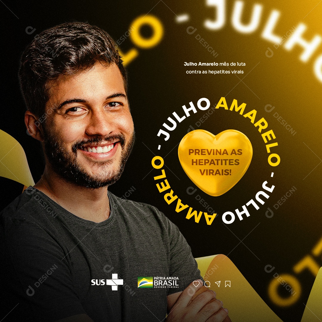 Julho Amarelo Mês De Luta Contra As Hepatites Virais Social Media PSD Editável