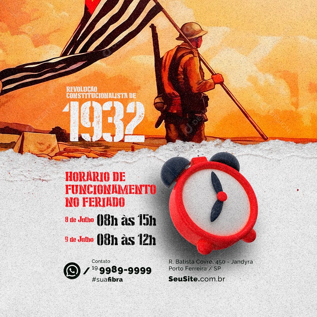 1932 Constitutional Revolution Announcement Opening Hours on Social Media Holiday Editable PSD