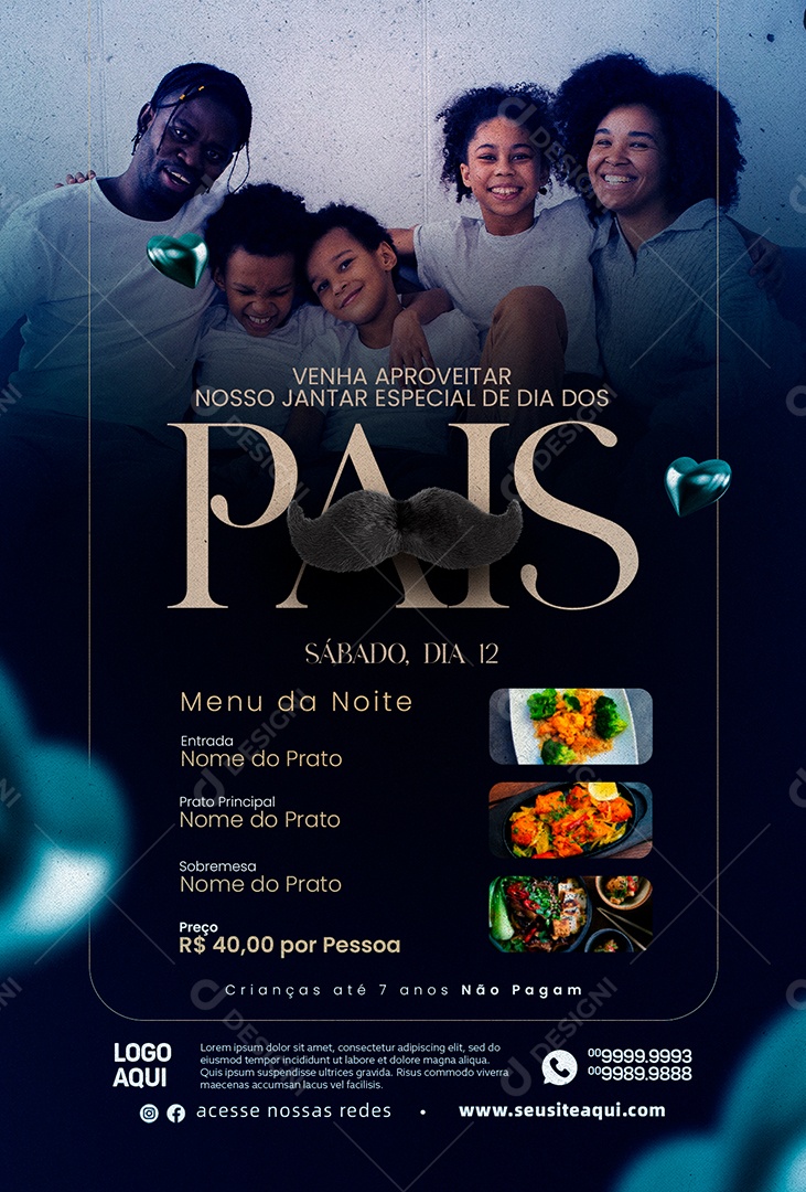 Venha Aproveitar Nosso Jantar Especial De Dia Dos Pais Dia Dos Pais Restaurante Social Media PSD Editável