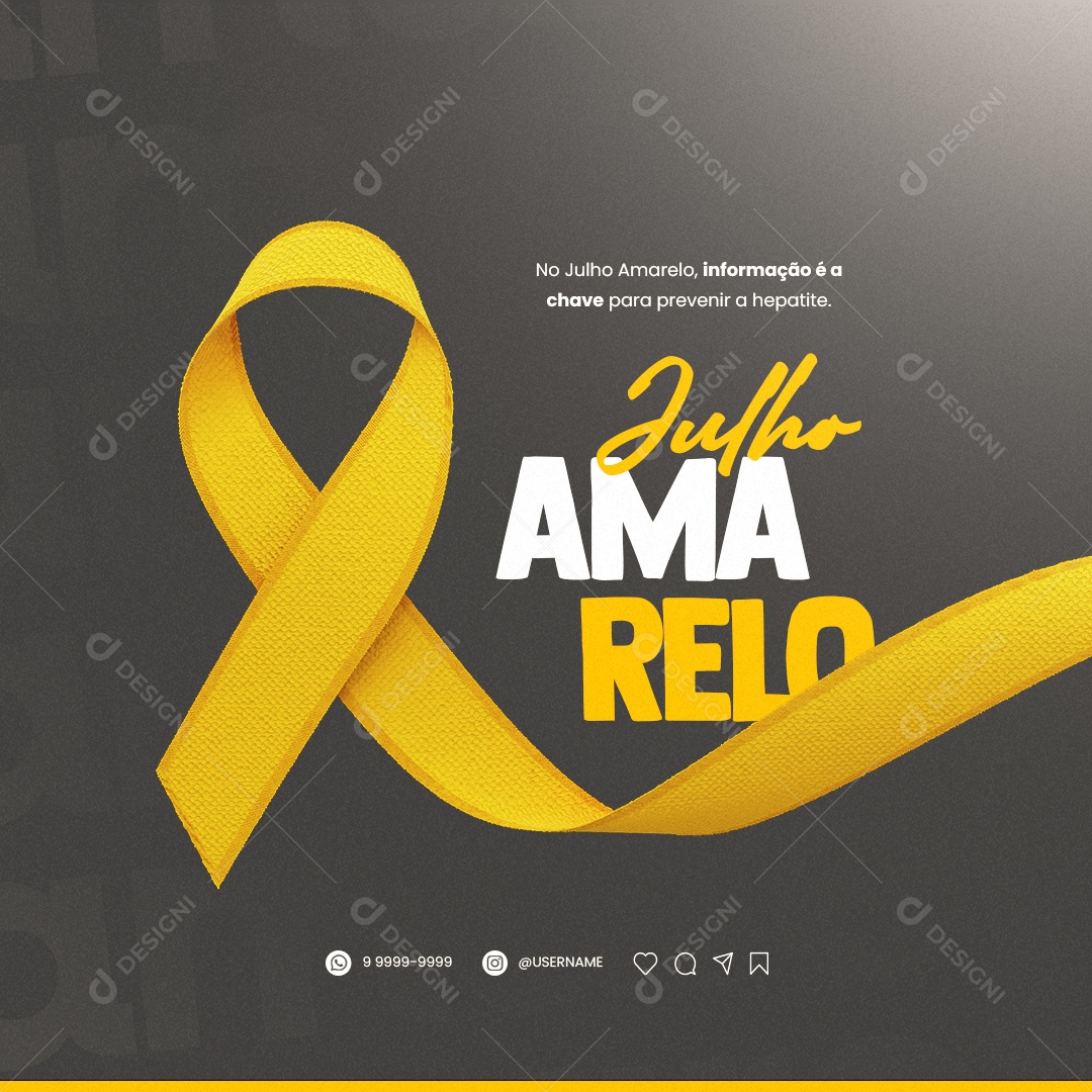 Informação é a Chave Para Prevenir A Hepatite Julho Amarelo Social Media PSD Editável