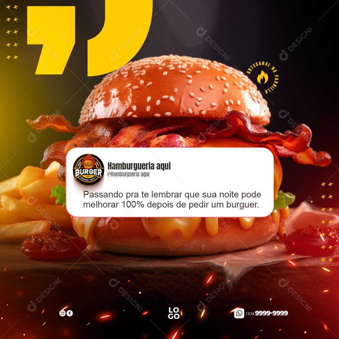 Order a Burger Hamburger Social Media PSD Editable