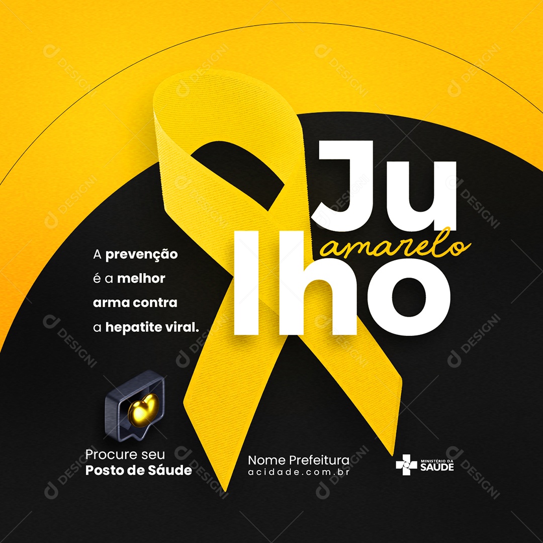 A Prevenção é a Melhor Arma Contra A Hepatite Viral Julho Amarelo Social Media PSD Editável