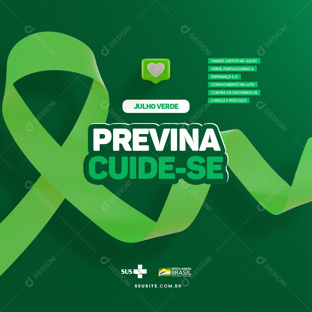 Previna-Se Julho Verde Social Media PSD Editável