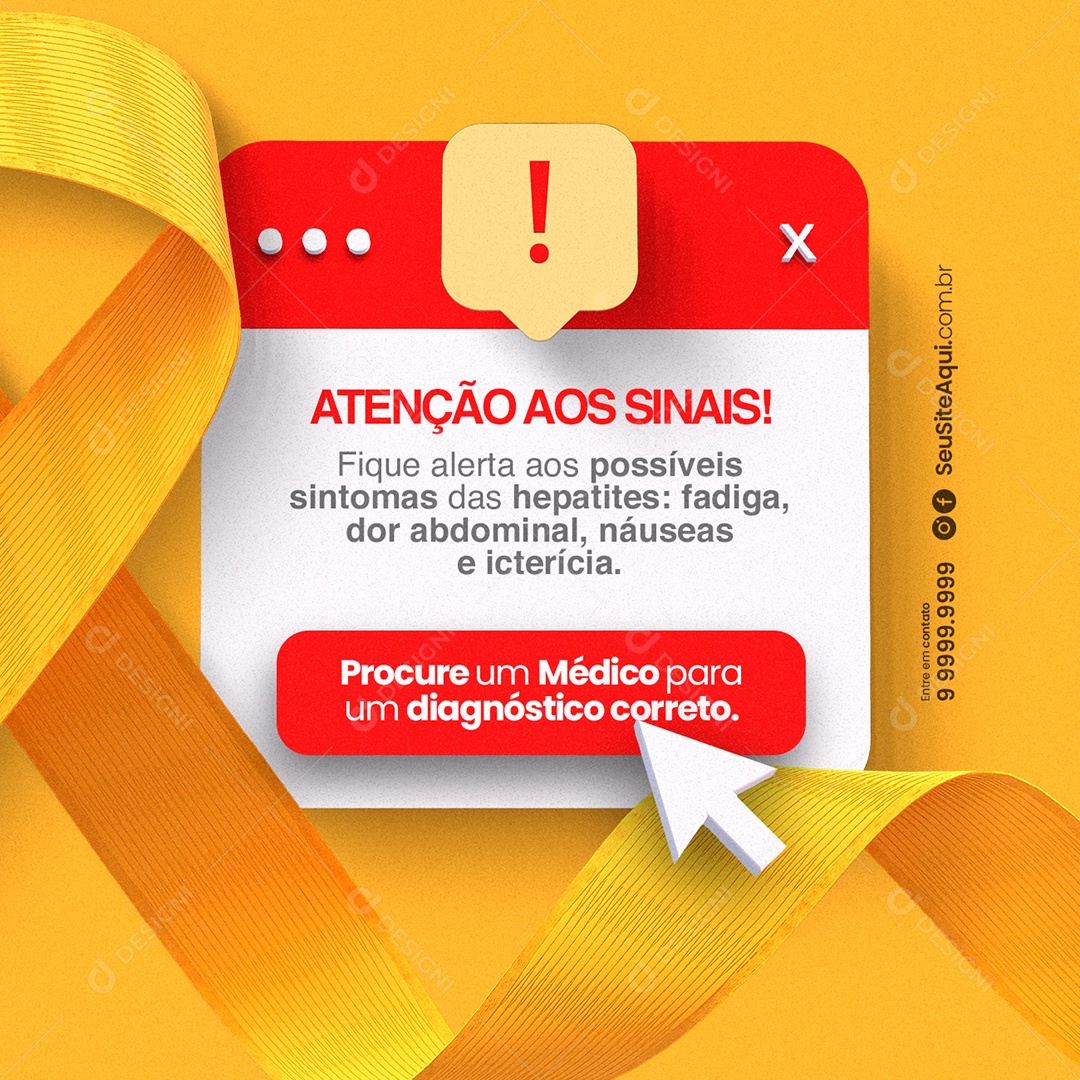 Campanha Publicitária Julho Amarelo Atenção Aos Sinais Social Media PSD Editável