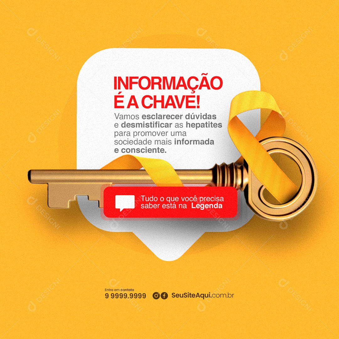 Campanha Publicitária Julho Amarelo Informação É A Chave Social Media PSD Editável