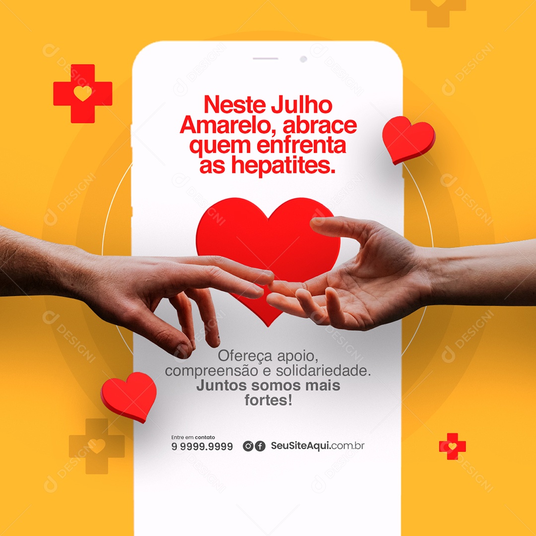 Campanha Publicitária Julho Amarelo Neste Julho Amarelo Abrace Quem Enfrenta As Hepatites Social Media PSD Editável