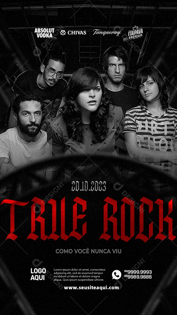 Story True Rock Como Você Nunca Viu Flyer Banda Far from Alaska Social Media PSD Editável