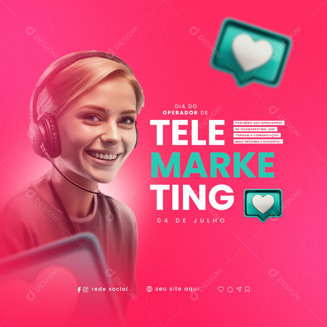 Social Media Parabéns Dia Do Operador De Telemarketing PSD Editável