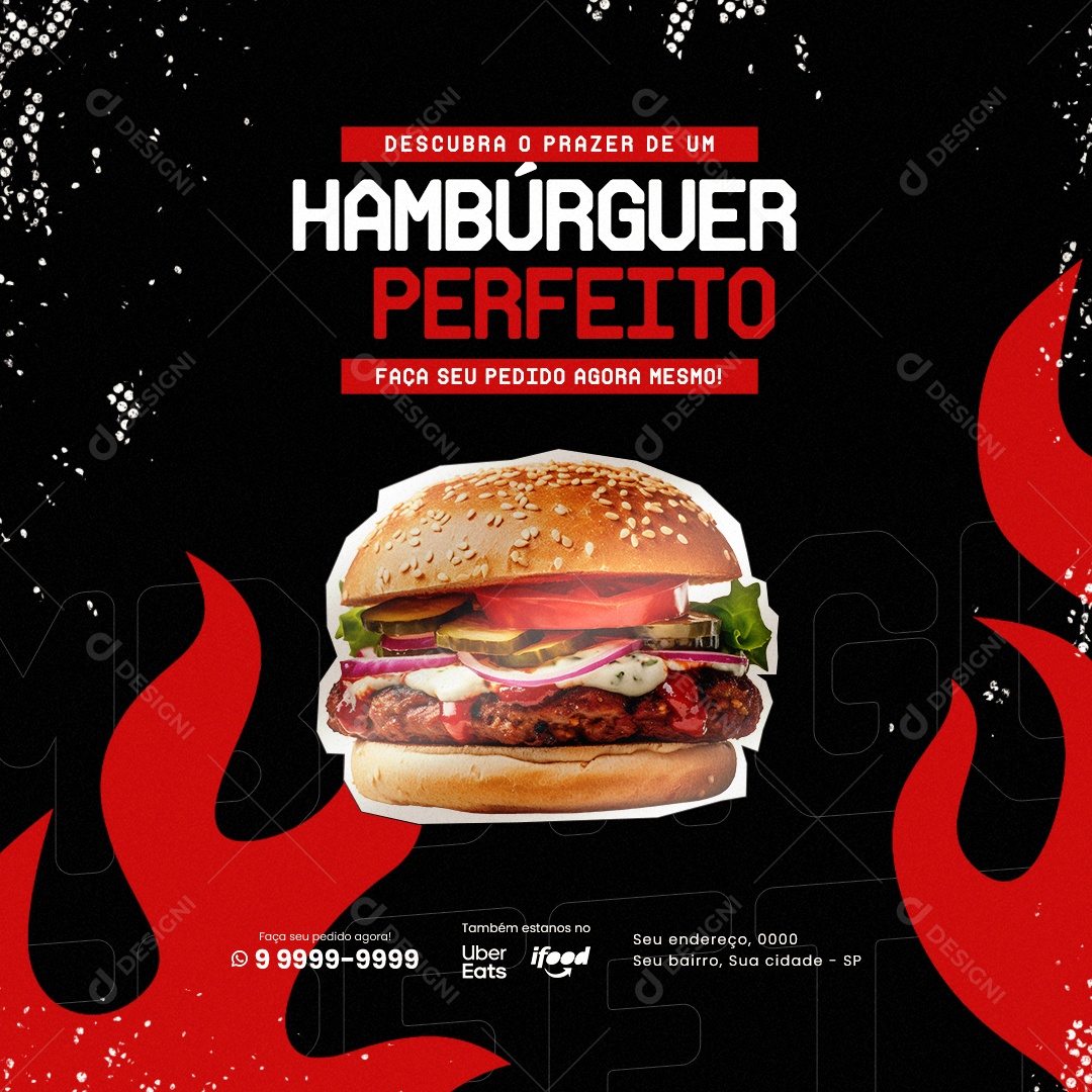 Descubra O Prazer De Um Hambúrguer Perfeito Hamburgueria Social Media PSD Editável