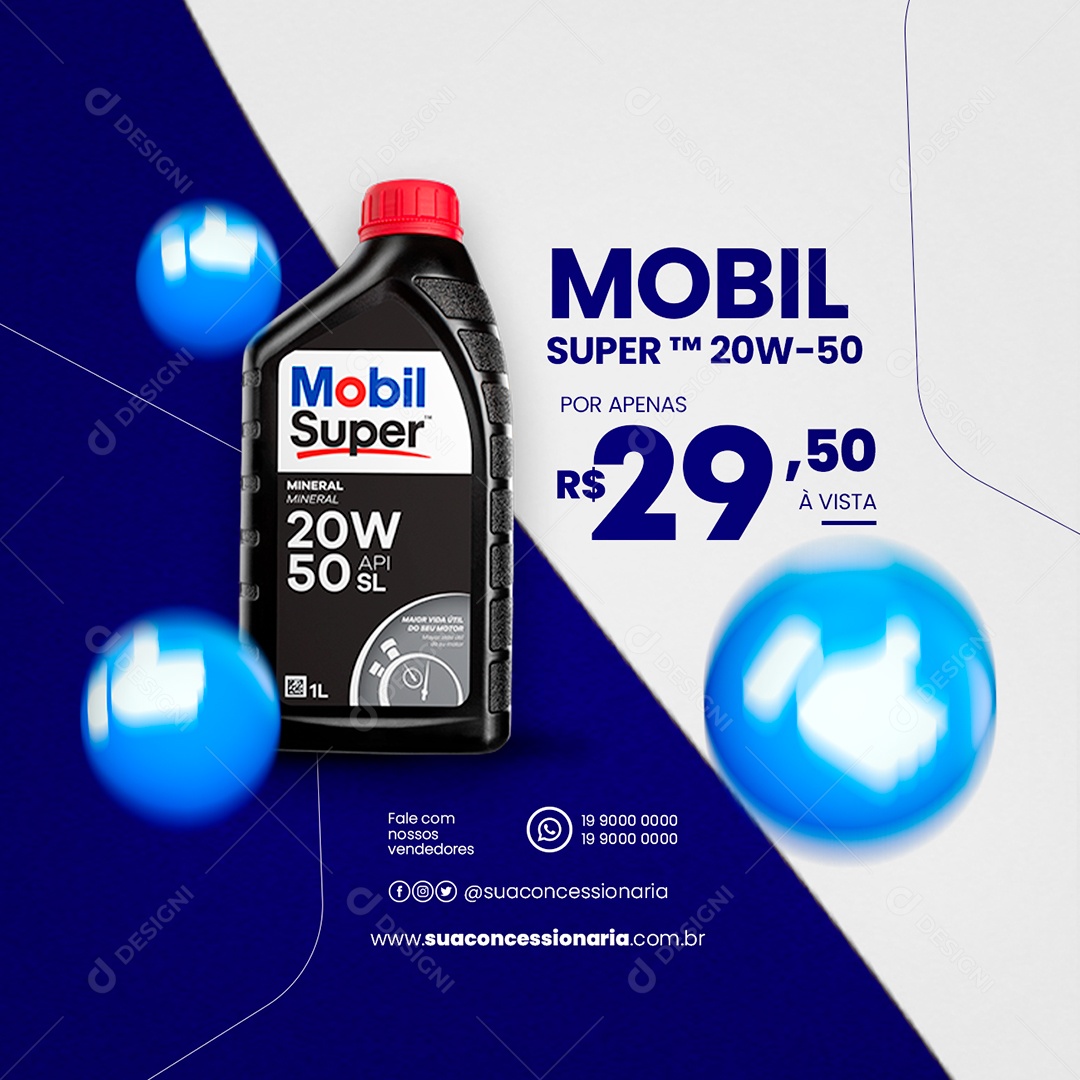 Mobil Super 20W - 50 Concessionária Caminhões Social Media PSD Editável