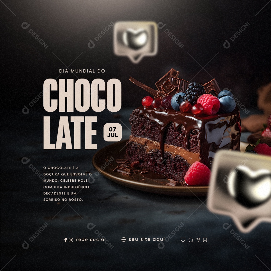 O Chocolate é a Doçura Que Envolve O Mundo Dia Mundial Do Chocolate Social Media PSD Editável