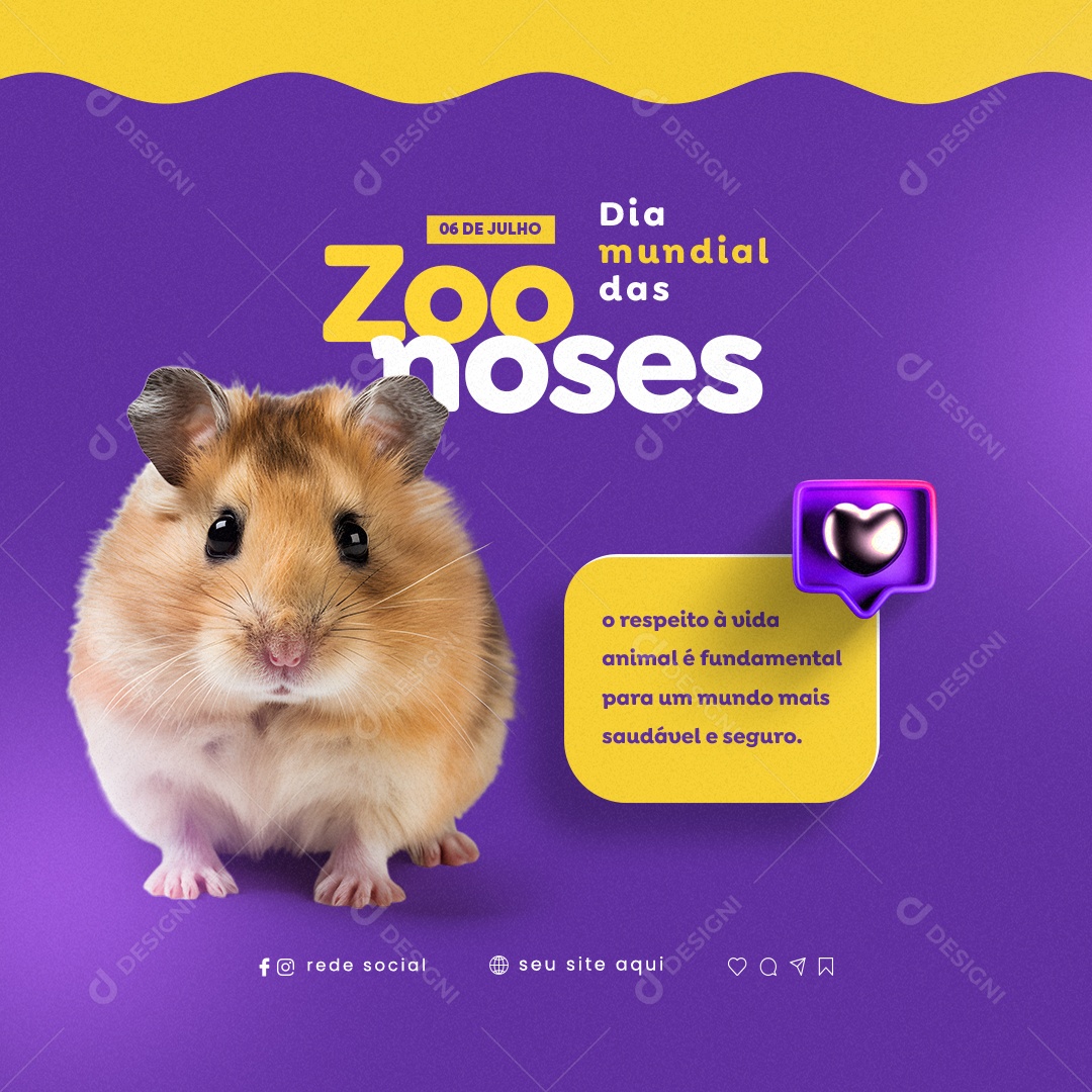 O Respeito À Vida Animal Dia Mundial Das Zoonoses Social Media PSD Editável