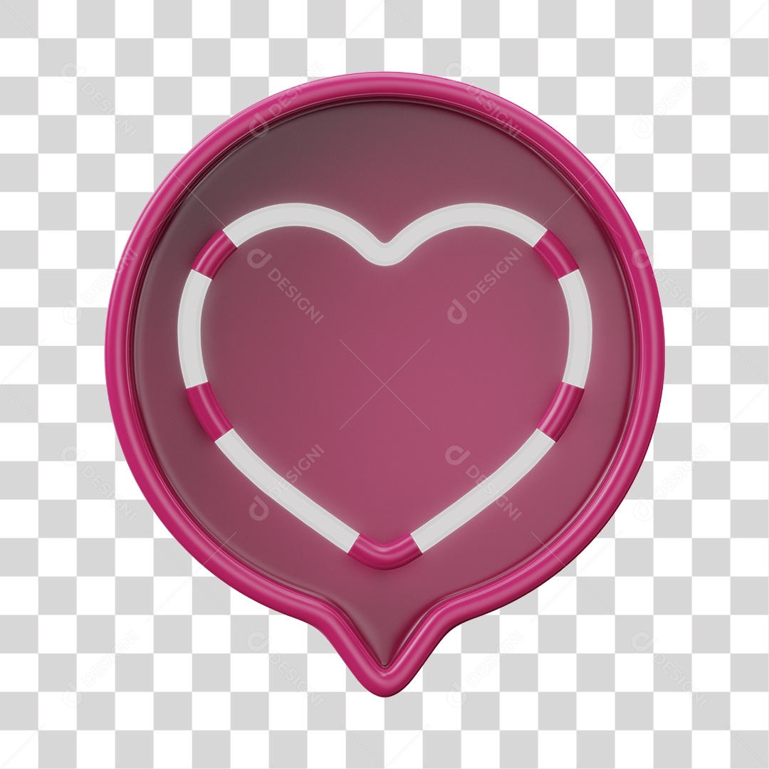 Transparent PNG Neon Pink Heart Shaped Message Balloon 3D Element