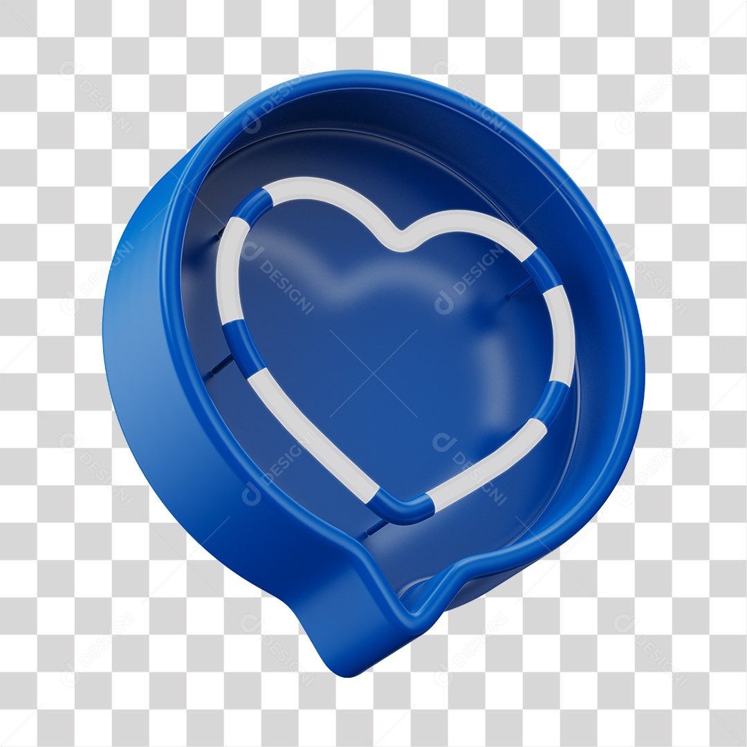 Elemento 3D Balão de Mensagem Cor Azul PNG Transparente