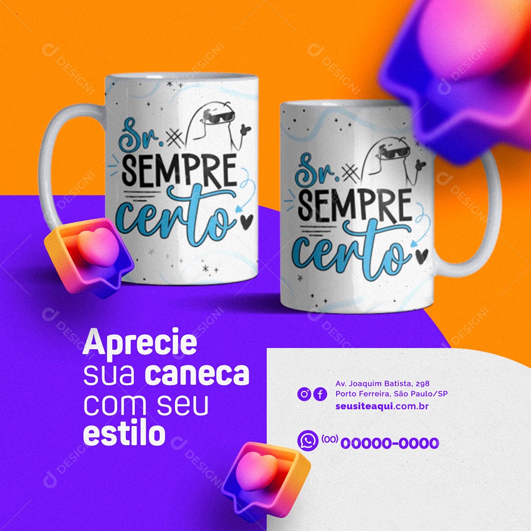 Aprecie Sua Caneca Com Seu Estilo Loja De Caneca Social Media PSD Editável