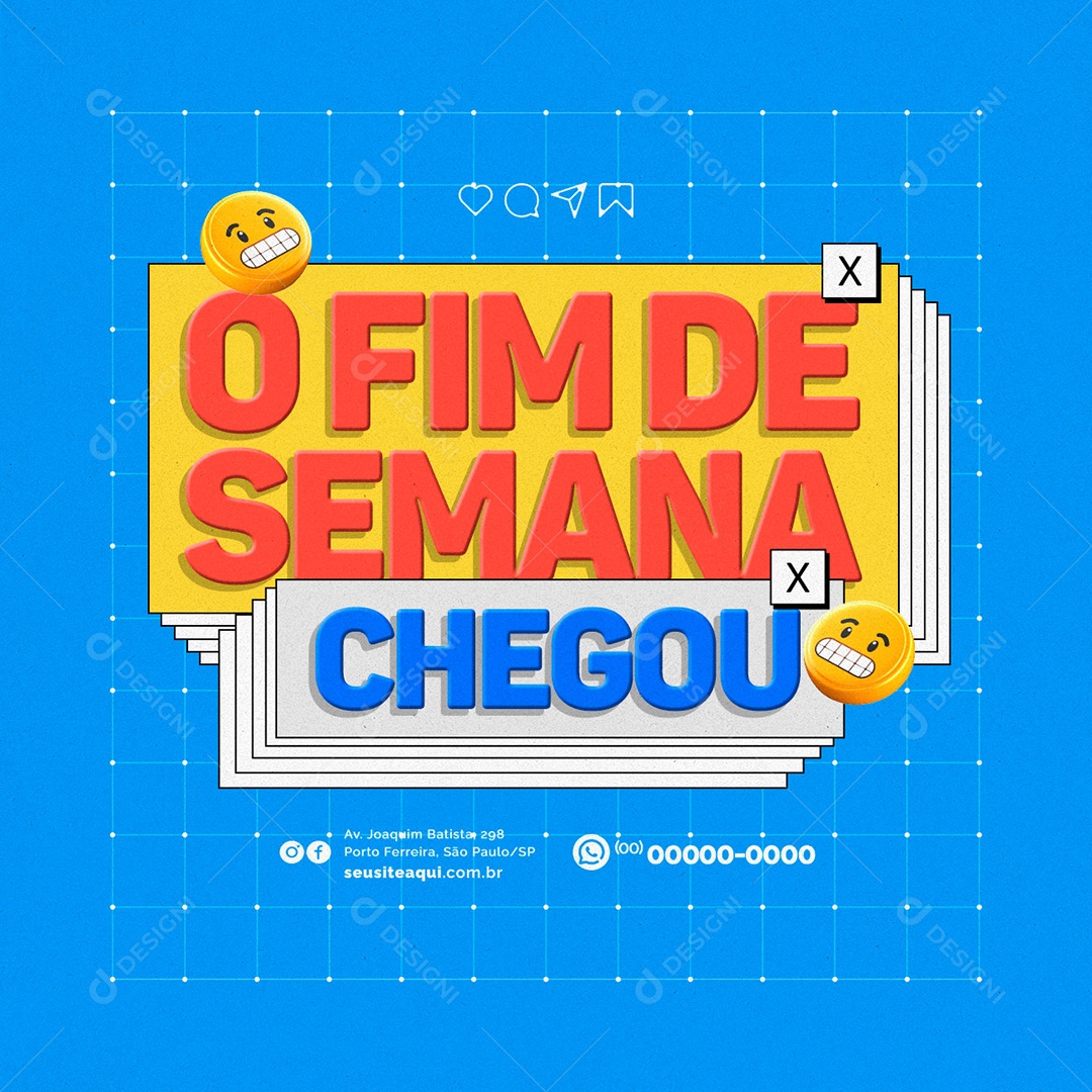 O Fim De Semana Chegou Social Media PSD Editável