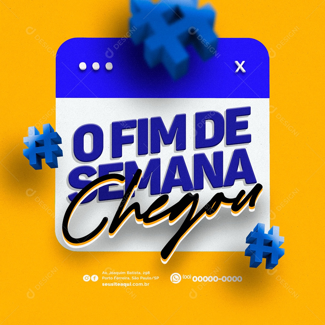 Social Media Fim De Semana Chegou PSD Editável