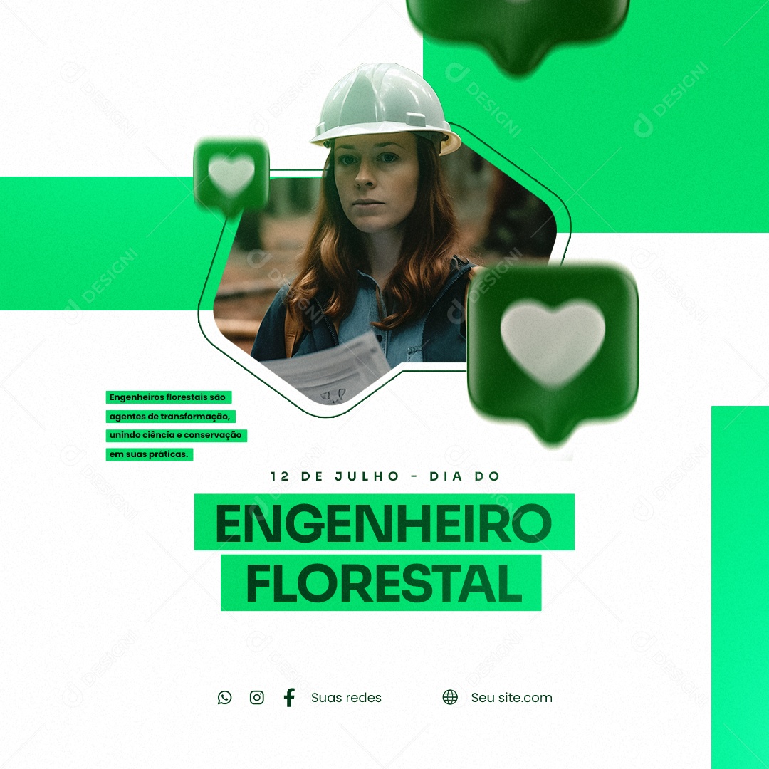 São Agentes De Transformação Dia Do Engenheiro Florestal Social Media PSD Editável