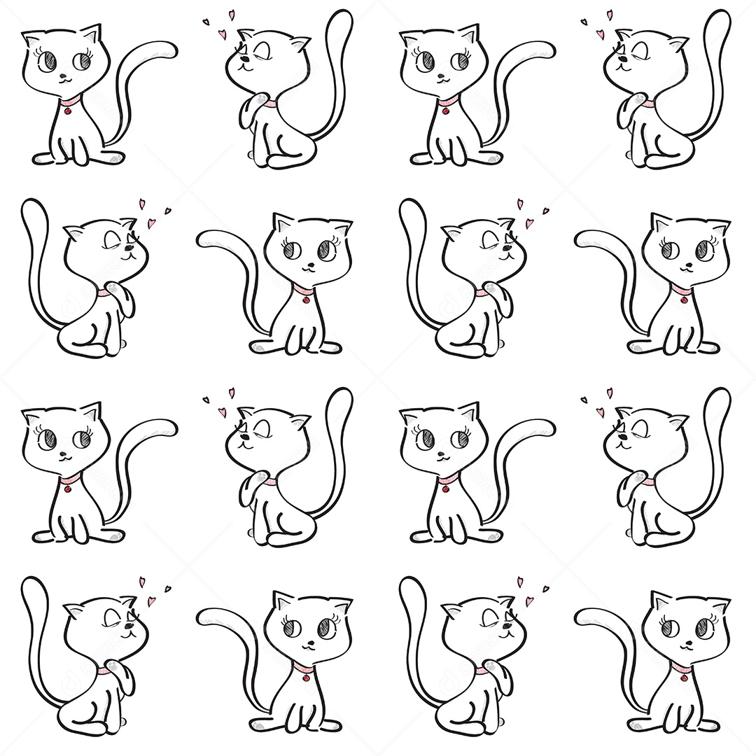 Desenho de gato casal [download] - Designi