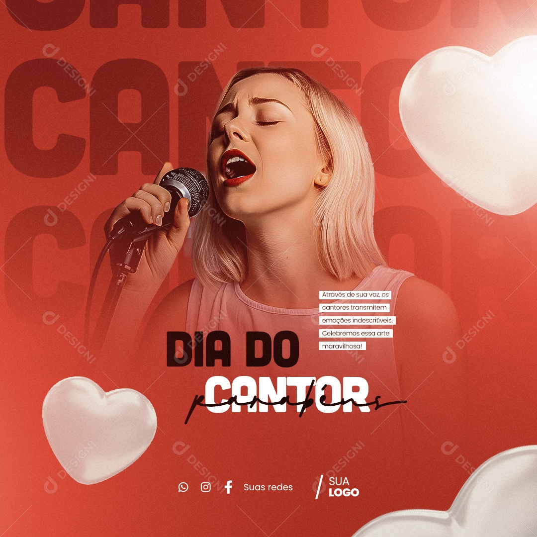 Dia Do Cantor Parabéns Através De Sua Voz As Cantores Social Media PSD Editável