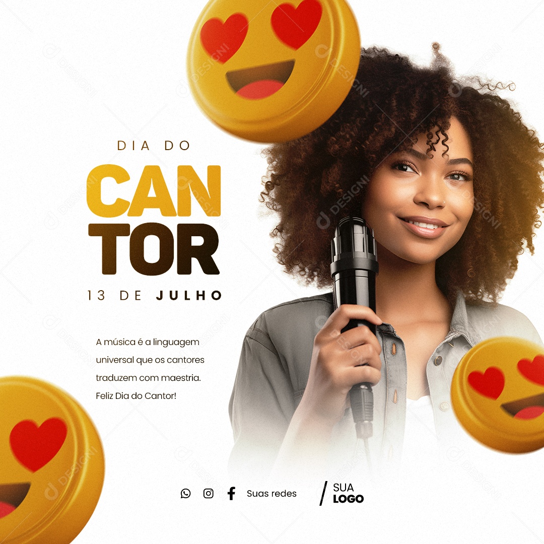 Dia Do Cantor A Música é a Linguagem Universal Social Media PSD Editável