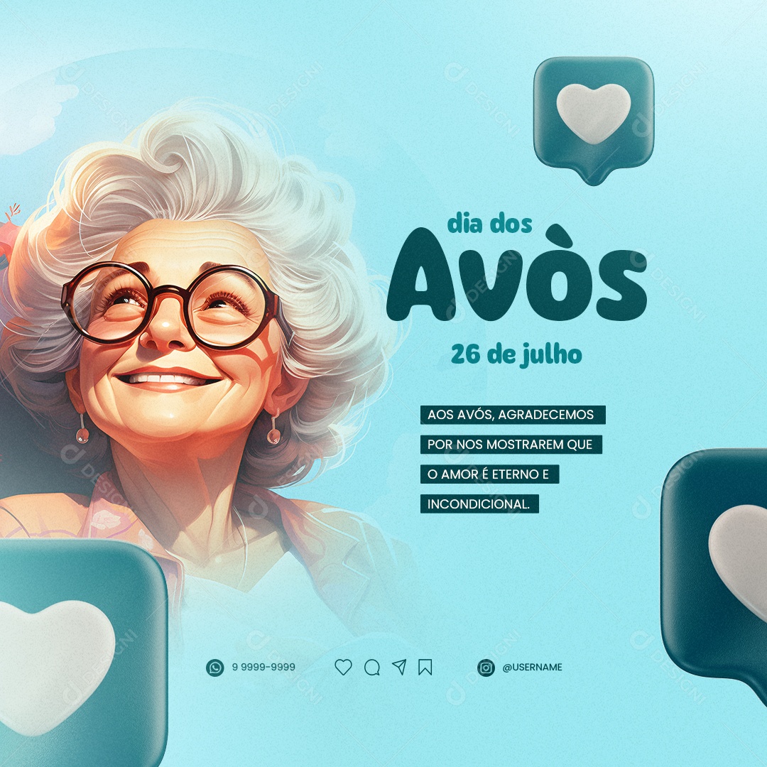 Dia Dos Avós 26 De Julho Social Media PSD Editável