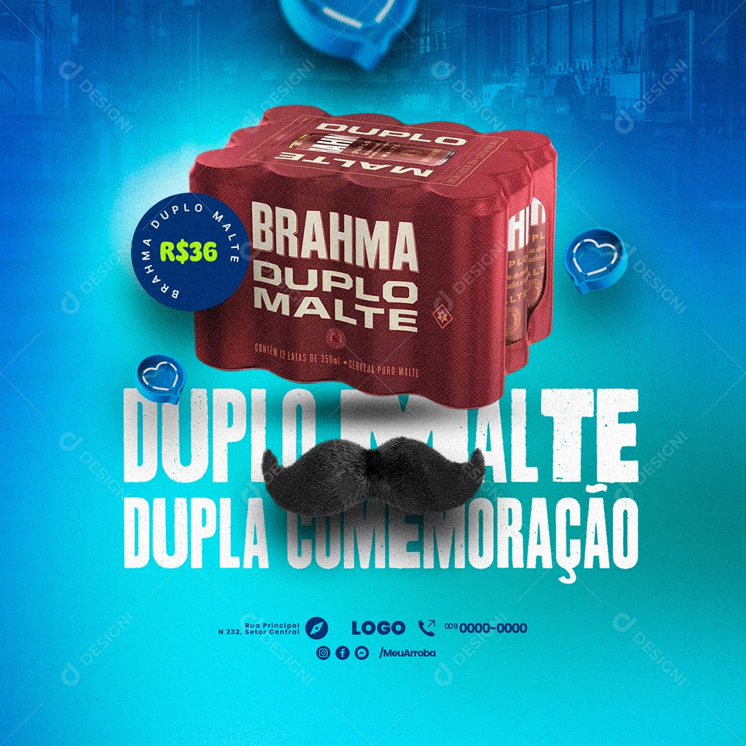 Cervejaria Dia Dos Pais Brahma Duplo Malte 36,00 Dupla Comemoração Social Media PSD Editável