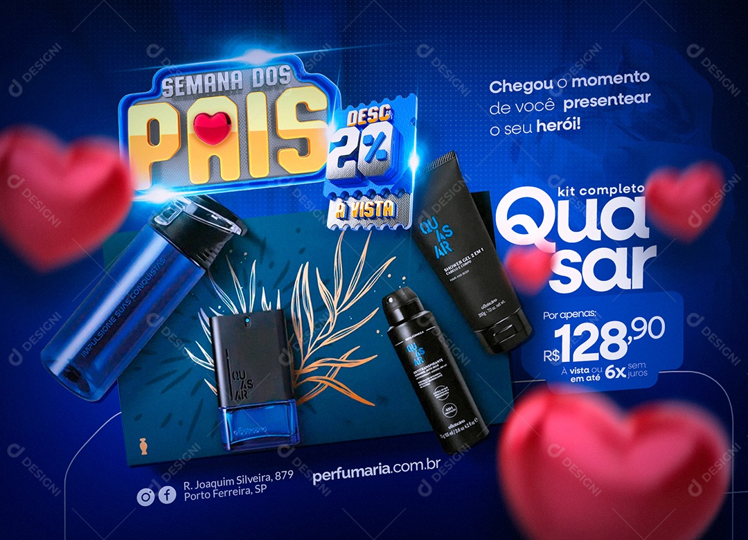 Banner Perfumaria Semana Dos Pais Desconto 20% à Vista Social Media PSD Editável