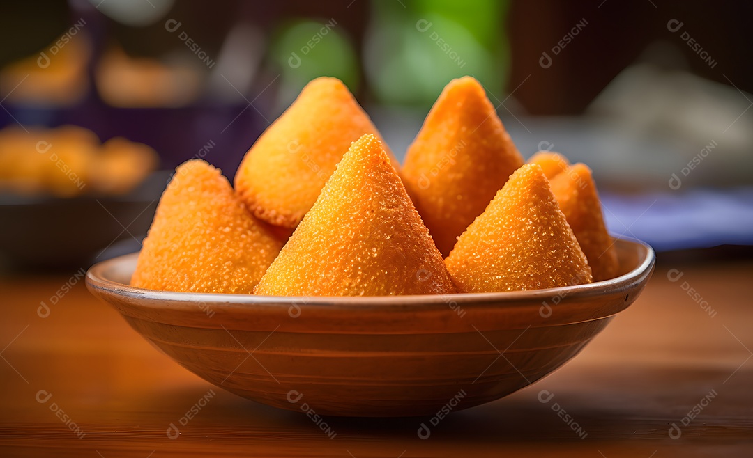 Tigela com deliciosas coxinhas recheadas