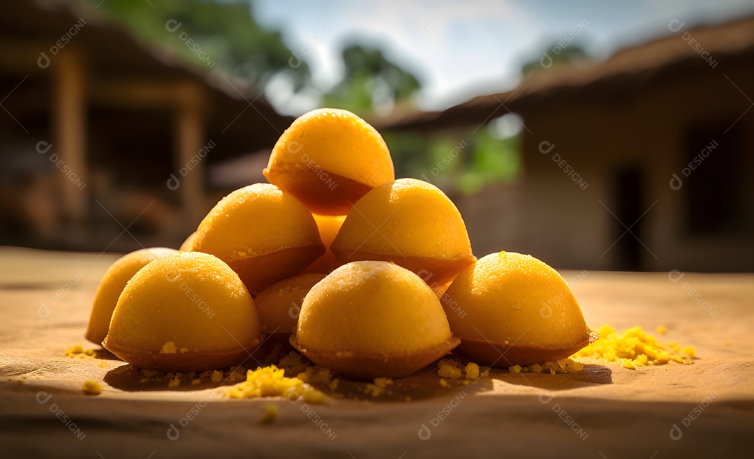 Deliciosas empadas sobre mesa de madeira